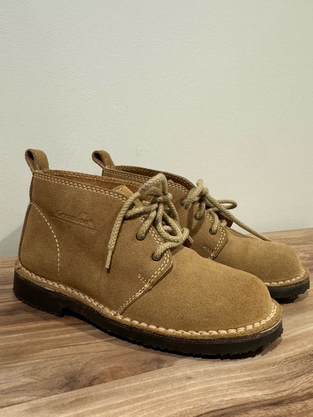 Vintage Geronimo Pilot Suede Chukka Boots Tan Leather Desert Boots Size 6.5